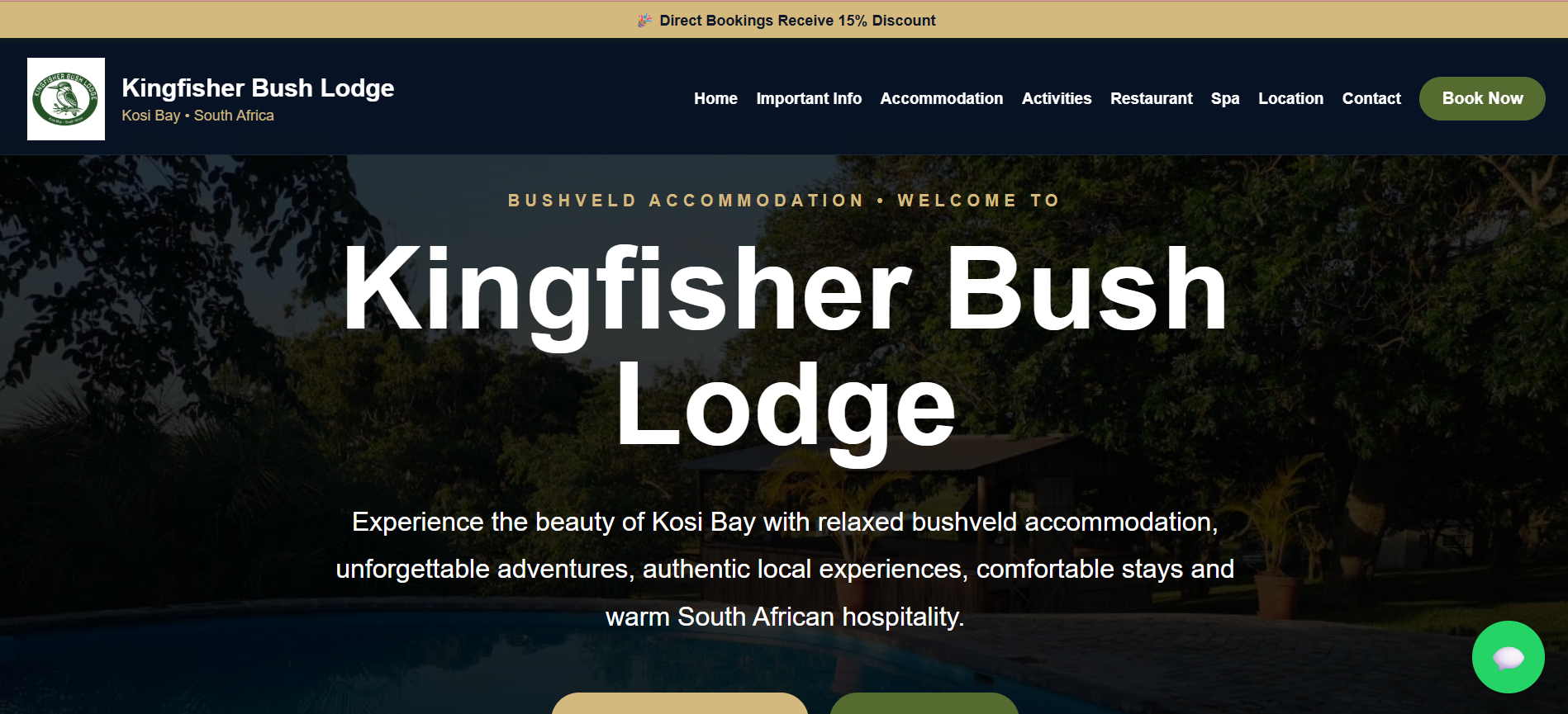 Kingfisher Bush Lodge Web Design